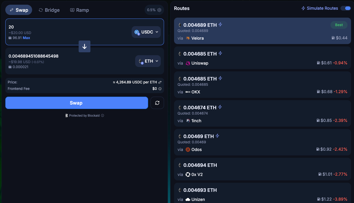 Choose native token
