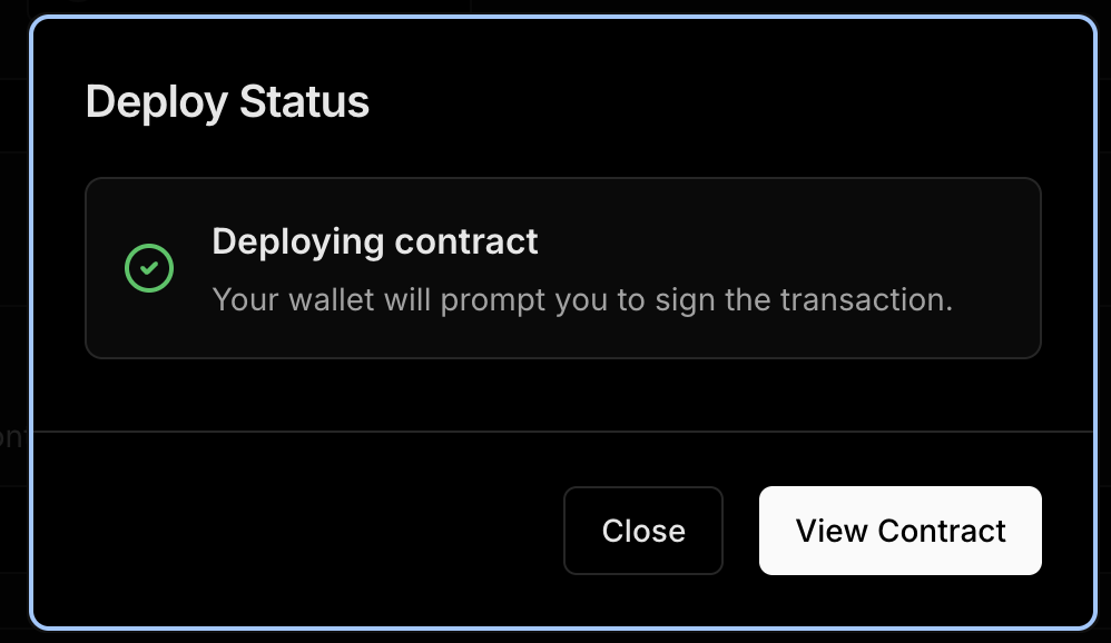Thirdweb - Deploy status
